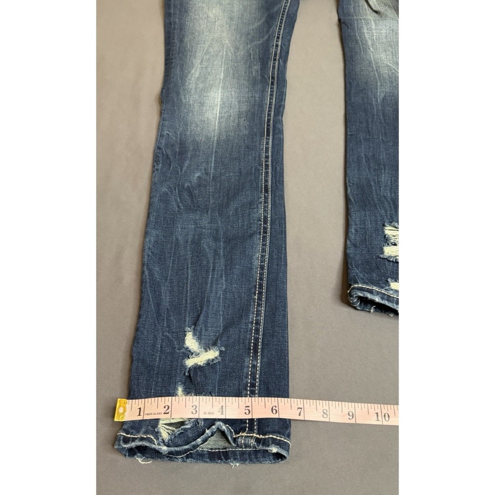 BKE Stella Jeans Womens 29X31.5  Dark Blue Mid Rise Slim Straight Leg Distressed - Picture 8 of 15